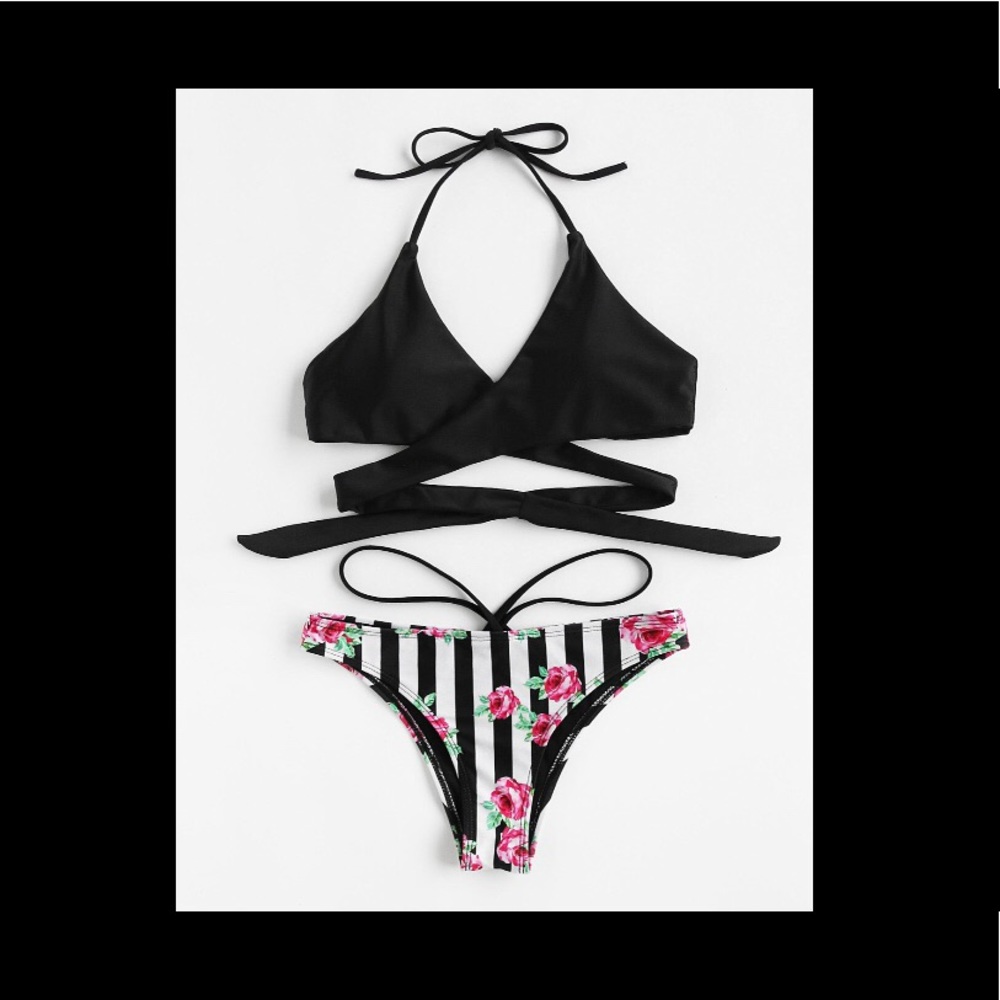 Black and Floral bikini set